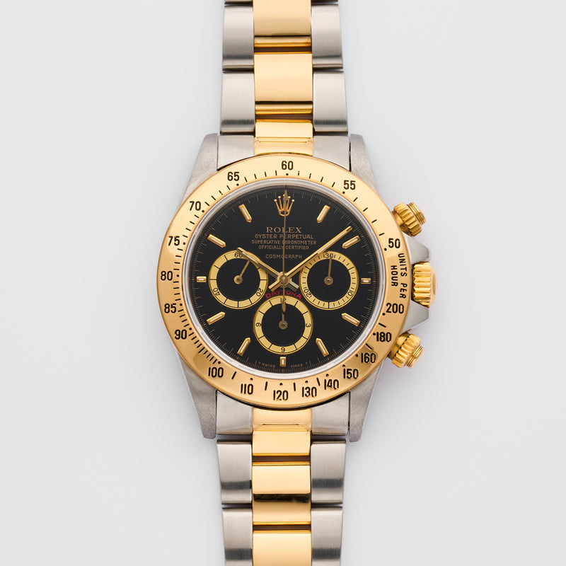 1989 Rolex Oyster Perpetual Gold/Steel Daytona Zenith Chronograph "Floating" Black dial 16523