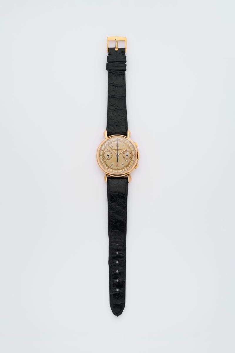 1950s Vacheron Constantin Historique Chronograph 18k Yellow Gold Silvered Dial 4178 with Box