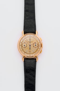1950s Vacheron Constantin Historique Chronograph 18k Yellow Gold Silvered Dial 4178 with Box