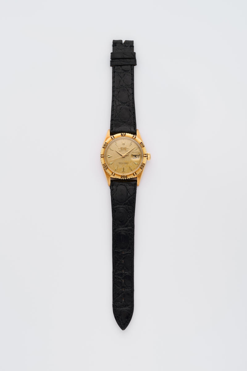 1957 Rolex Oyster Perpetual Datejust "Thunderbird" 18k Yellow Gold Double Signed Serpico Y Laino Swiss only dial 6609