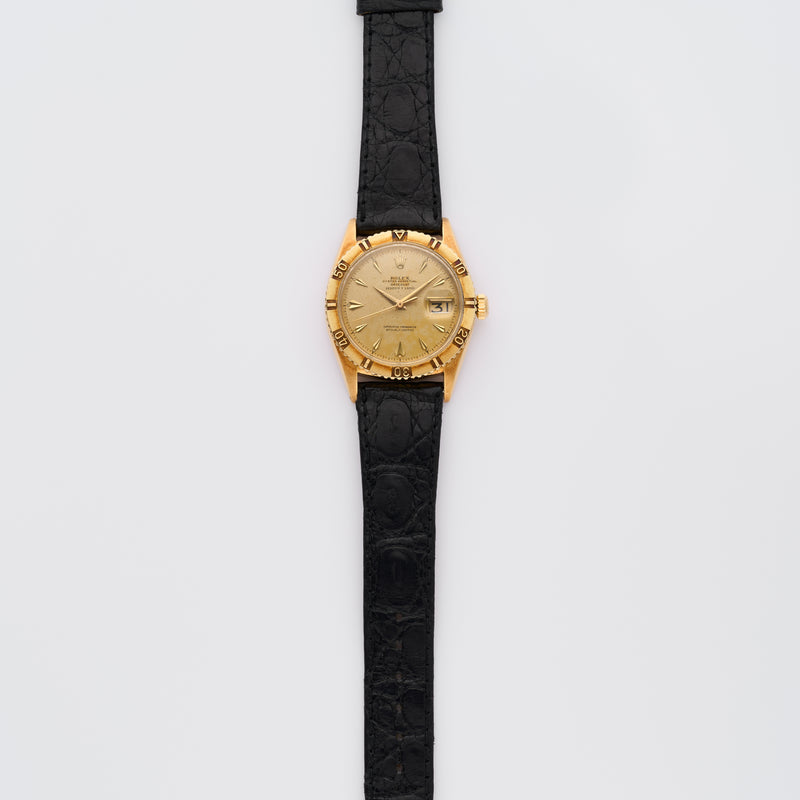 1957 Rolex Oyster Perpetual Datejust "Thunderbird" 18k Yellow Gold Double Signed Serpico Y Laino Swiss only dial 6609