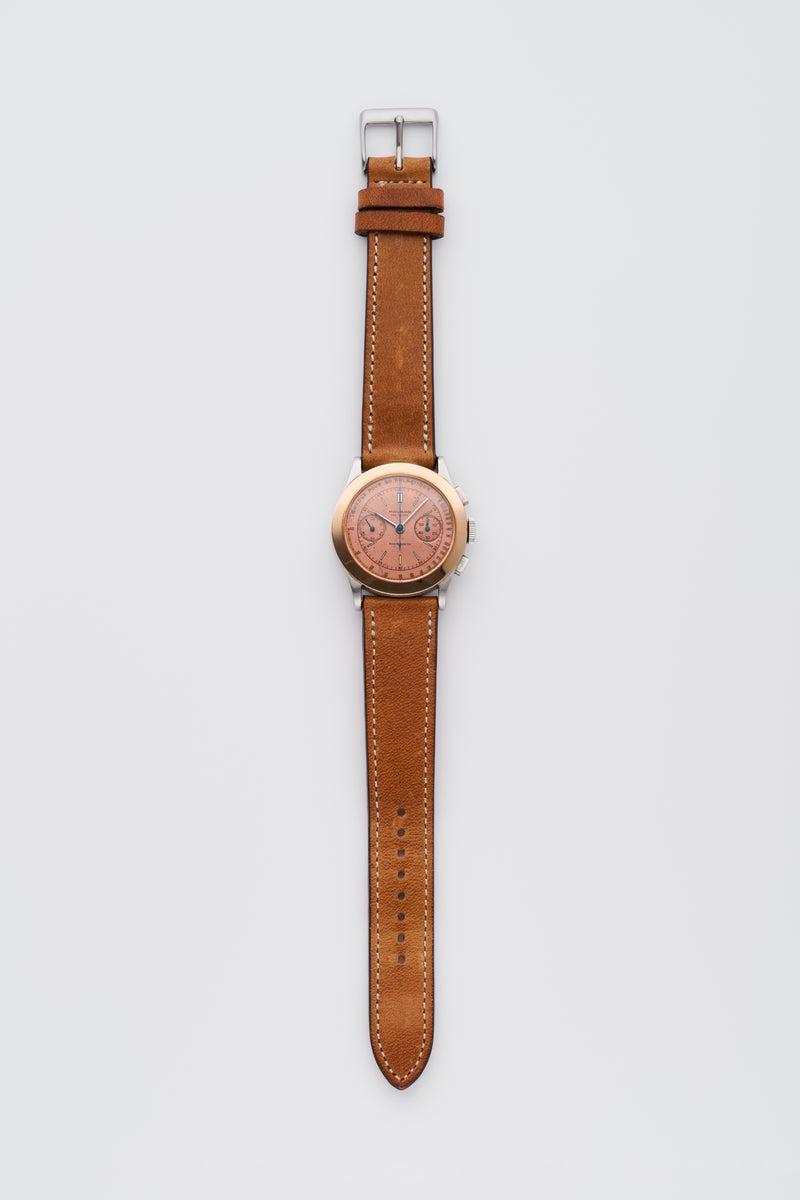 1930s Movado M90 Chronograph 18k Pink Gold / Steel Salmon Copper Dial 19009