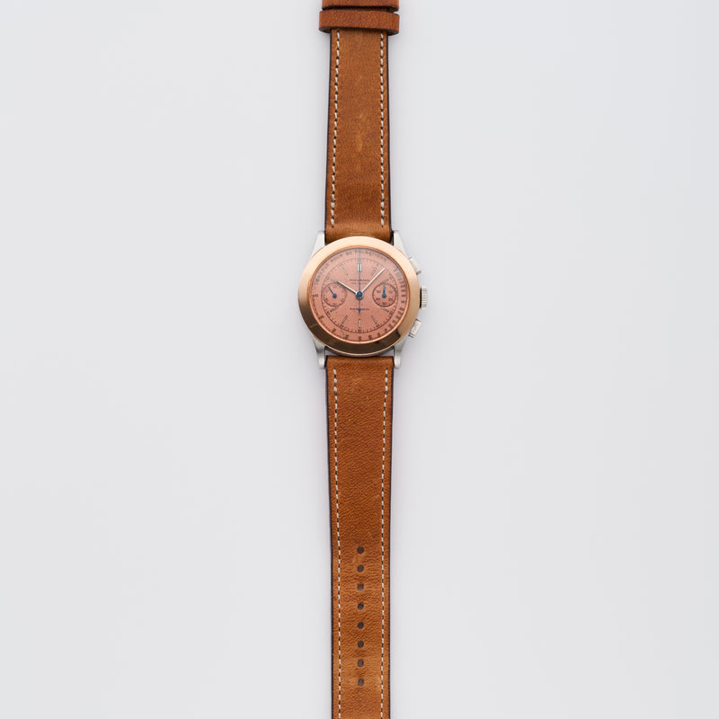 1930s Movado M90 Chronograph 18k Pink Gold / Steel Salmon Copper Dial 19009