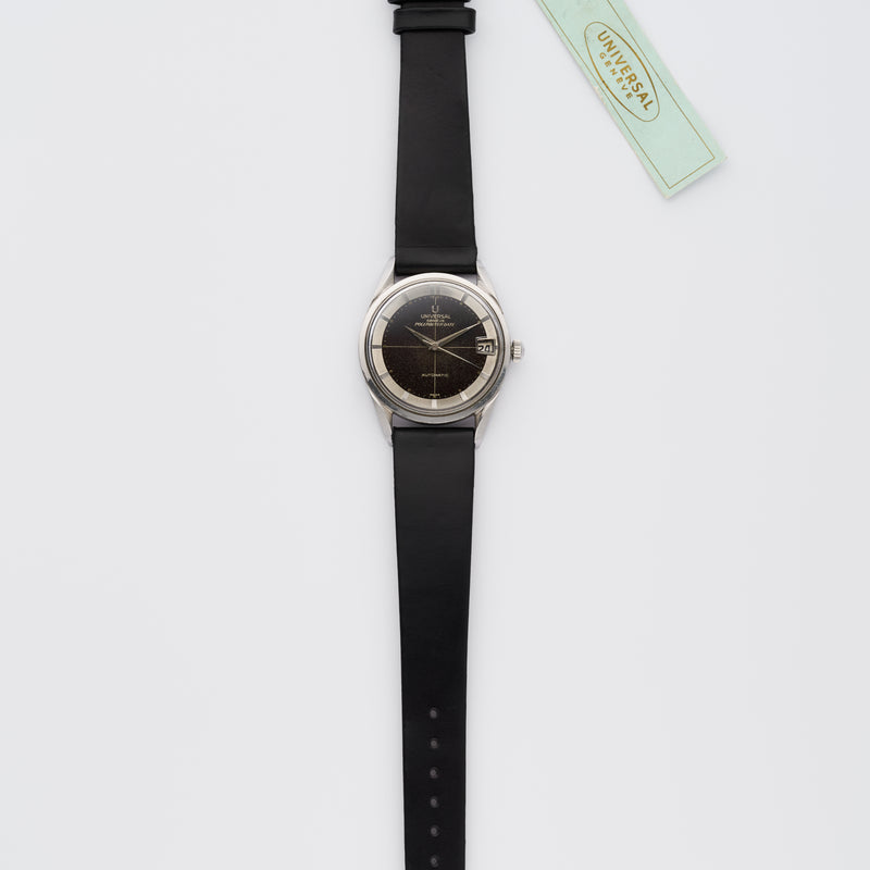 1960s Universal Geneve Polerouter Date Automatic Black Dial Swiss 204610-2