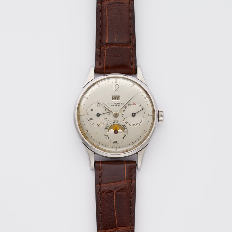 1950s Universal Geneve Triple Calendar Turquoise Moonphase 21520