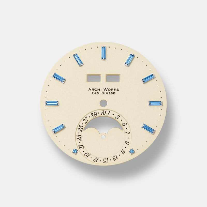 PRE-ORDER FOR THE LIMITED EDITION 2026 ARCHI WORKS «PADELLONE» TRIPLE CALENDAR MOONPHASE AZURE PANNA DIAL 55
