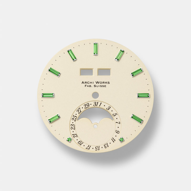 PRE-ORDER FOR THE LIMITED EDITION 2026 ARCHI WORKS «PADELLONE» TRIPLE CALENDAR MOONPHASE AURORA PANNA DIAL 55