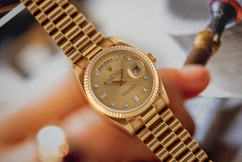 1980 Rolex Oyster Perpetual Day-Date 18k Yellow Gold Champagne Dial 18038