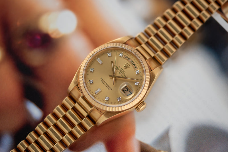 1980 Rolex Oyster Perpetual Day-Date 18k Yellow Gold Champagne Dial 18038