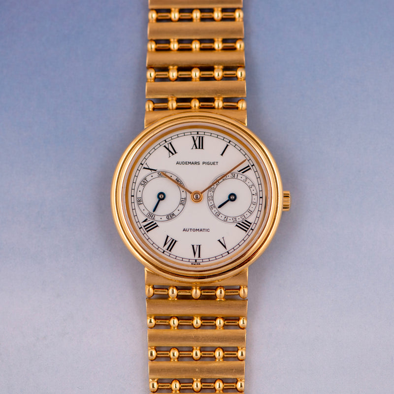 1983 Audemars Piguet "Calendar" 18k Yellow Gold White Enamel Dial 25573 BA with extract