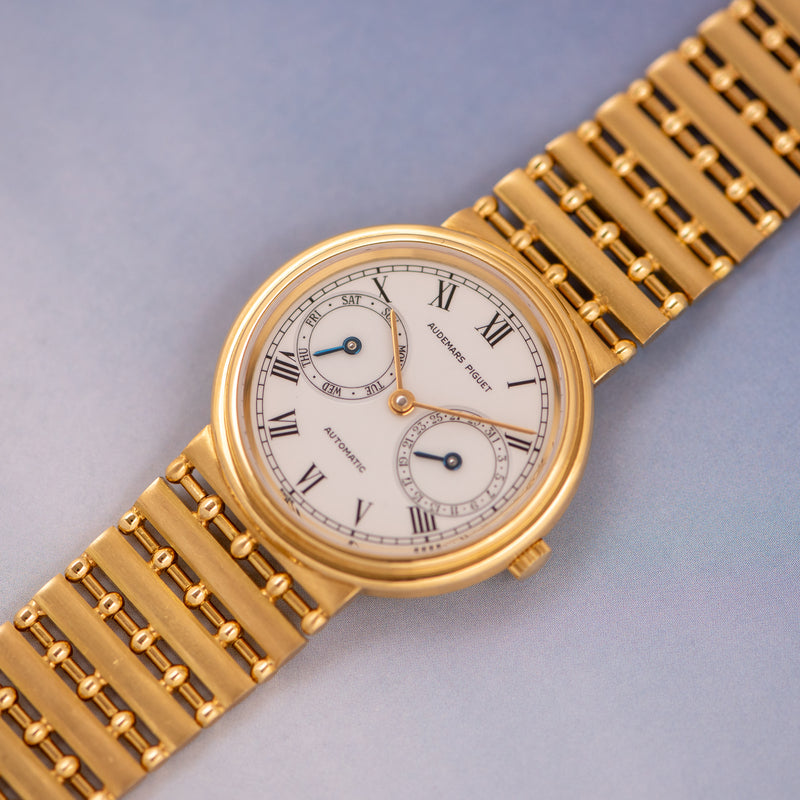 1983 Audemars Piguet "Calendar" 18k Yellow Gold White Enamel Dial 25573 BA with extract
