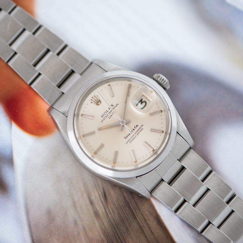 1970 Rolex Oyster Perpetual Date Double Signed Tiffany & Co. Silver Dial 1500