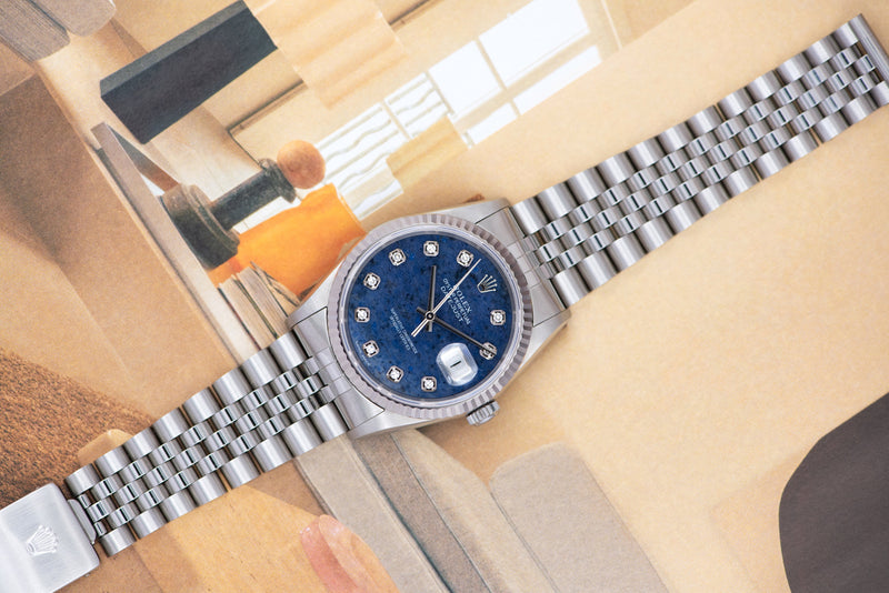 Full Set 2000 Rolex Oyster Perpetual Datejust "Sodalite" Dial 16234