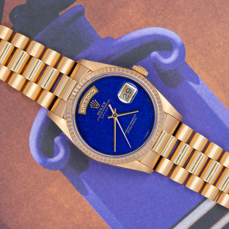 1990 Rolex Oyster Perpetual Day-Date 18k Yellow Gold "Lapis Lazuli" Dial 18238