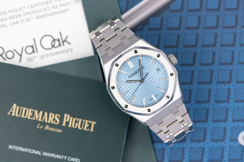 NOS Full Set 2022 Audemars Piguet Royal Oak "50 years" 15550ST with Original Invoice