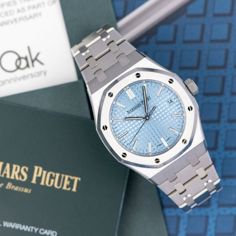 NOS Full Set 2022 Audemars Piguet Royal Oak "50 years" 15550ST with Original Invoice