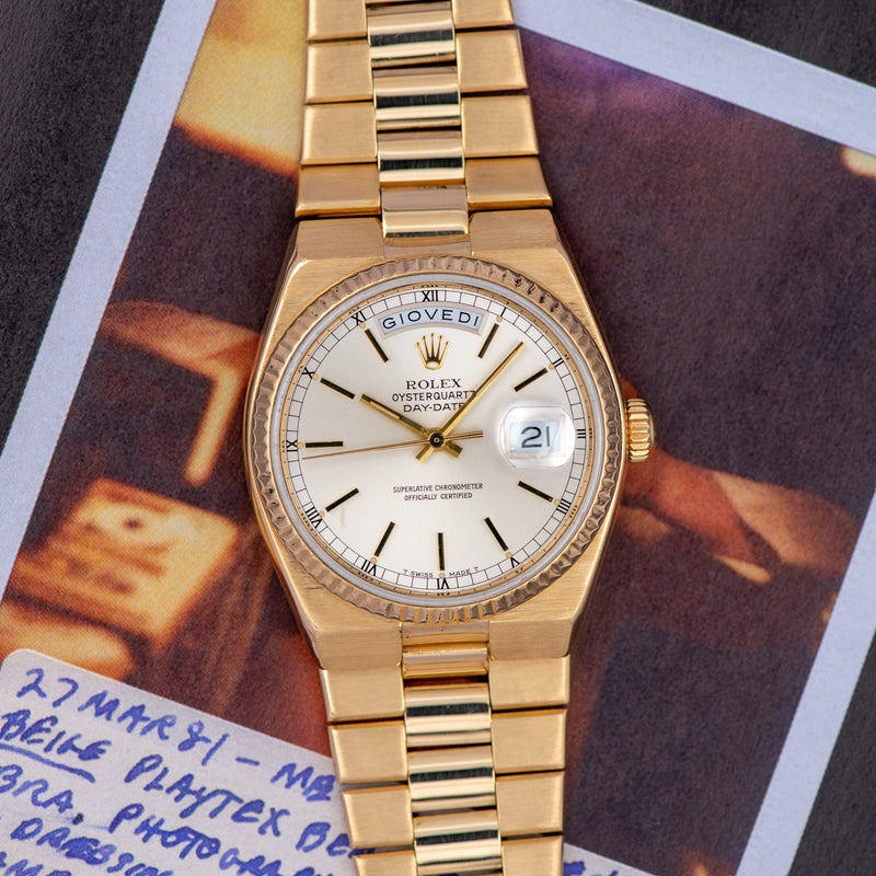 1981 Rolex Oysterquartz Day-Date 18k Yellow Gold "Champagne" Dial 19018