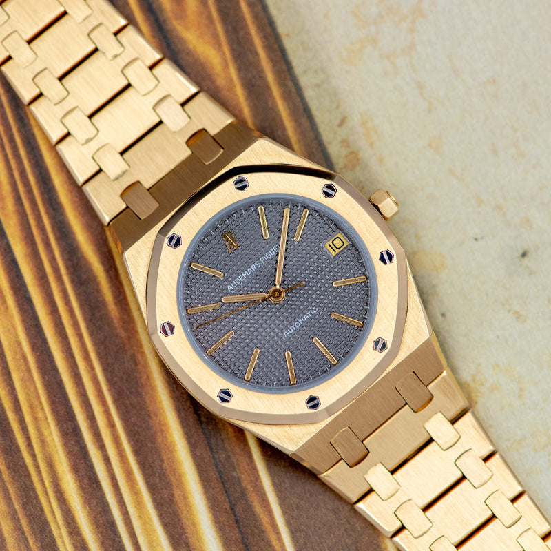 1980s Audemars Piguet Royal Oak 18k Yellow Gold Grey Dial 4100BA