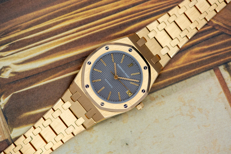 1980s Audemars Piguet Royal Oak 18k Yellow Gold Grey Dial 4100BA