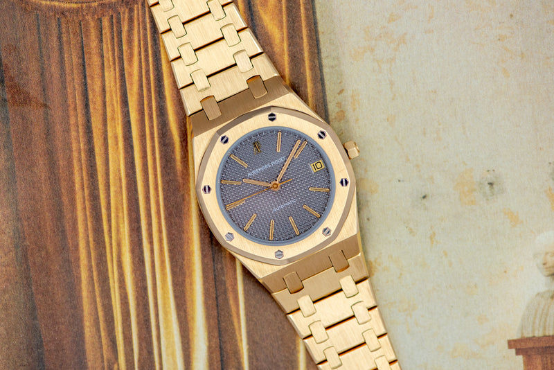 1980s Audemars Piguet Royal Oak 18k Yellow Gold Grey Dial 4100BA