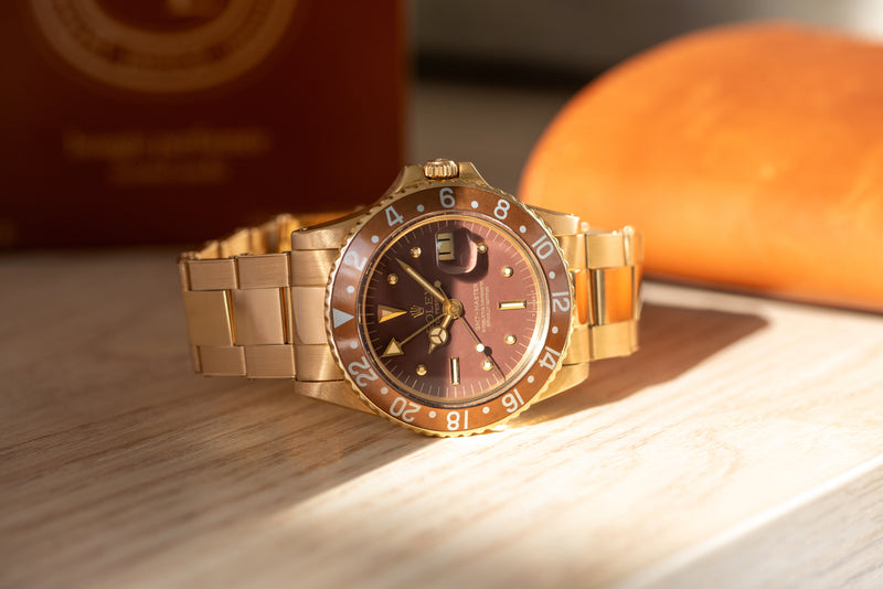 1973 Rolex Oyster Perpetual GMT Master 18k Yellow Gold "Nipple" Dial 1675/8