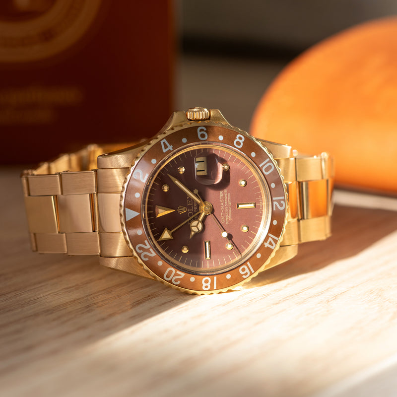 1973 Rolex Oyster Perpetual GMT Master 18k Yellow Gold "Nipple" Dial 1675/8