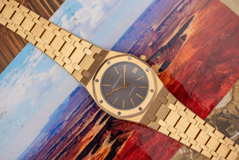 1980s Audemars Piguet Royal Oak 18k Yellow Gold Grey Dial 4100BA