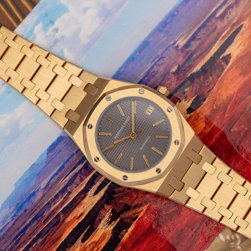 1980s Audemars Piguet Royal Oak 18k Yellow Gold Grey Dial 4100BA
