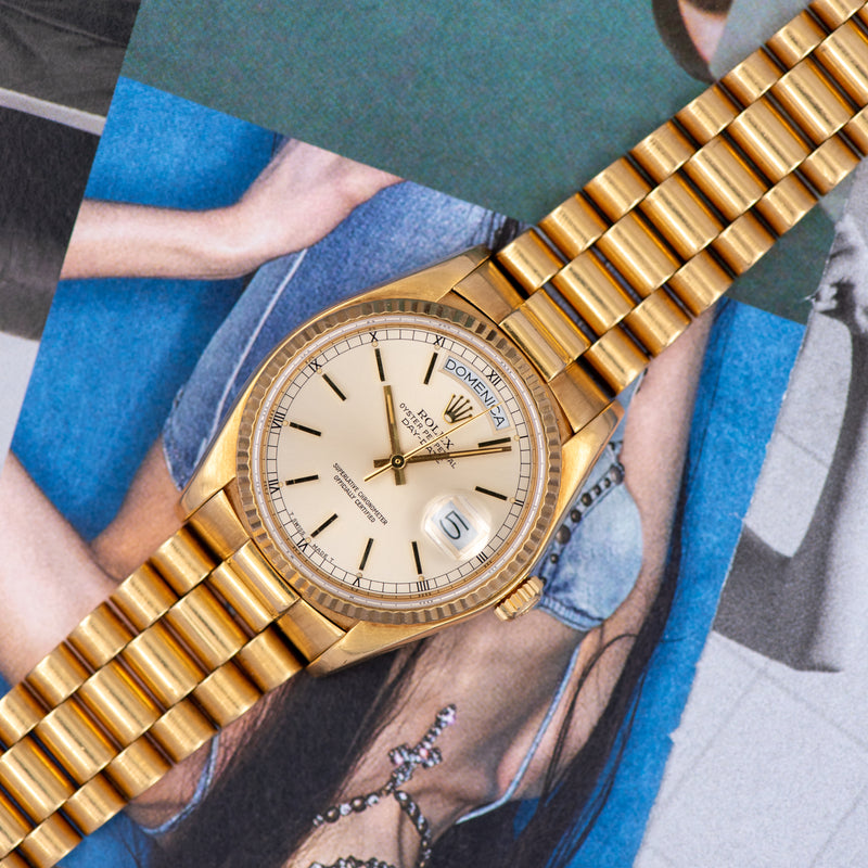 1981 Rolex Oyster Perpetual Day-Date 18k Yellow Gold "Champagne" Dial 18038