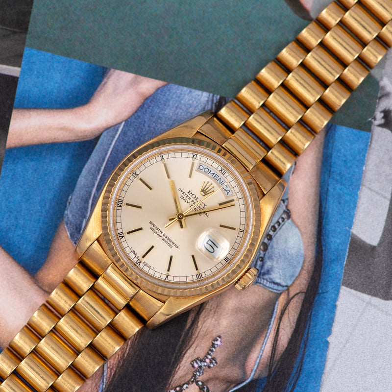 1981 Rolex Oyster Perpetual Day-Date 18k Yellow Gold "Champagne" Dial 18038