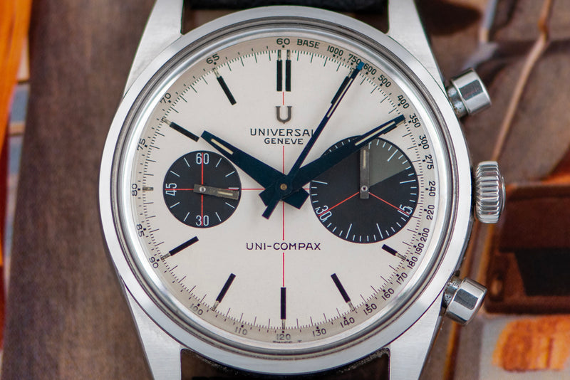 1960s Universal Genève Chronograph Uni-Compax "Big Eye" Panda Dial 884100/02 with Box and papers