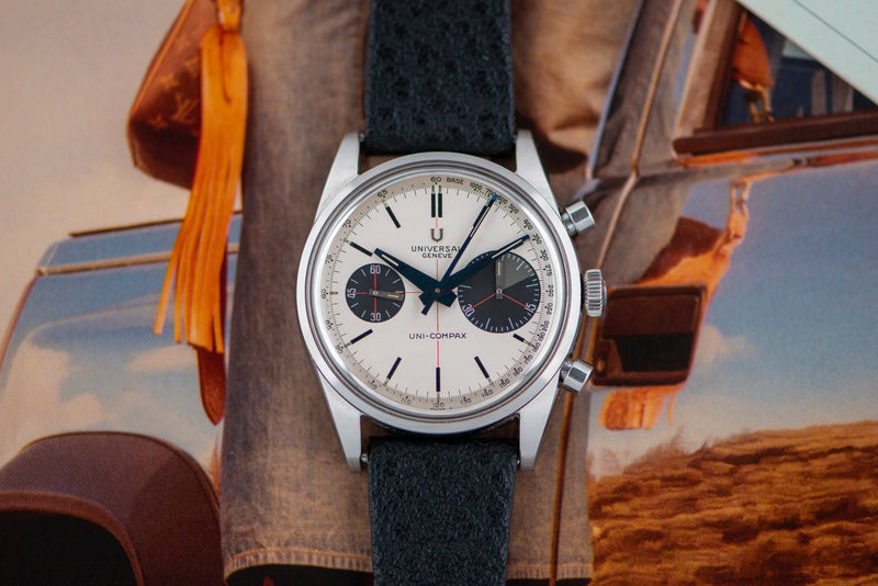 1960s Universal Genève Chronograph Uni-Compax "Big Eye" Panda Dial 884100/02 with Box and papers