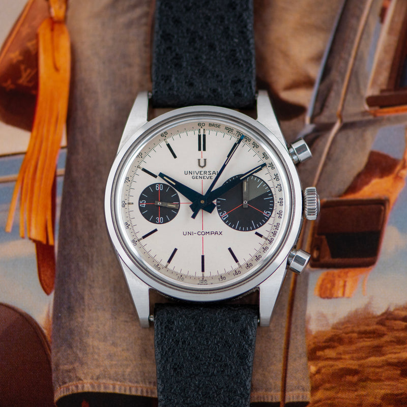 1960s Universal Genève Chronograph Uni-Compax "Big Eye" Panda Dial 884100/02 with Box and papers