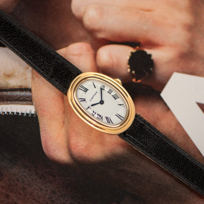 1980s Cartier Baignoire 18k Yellow Gold "Paris" Dial 78094 