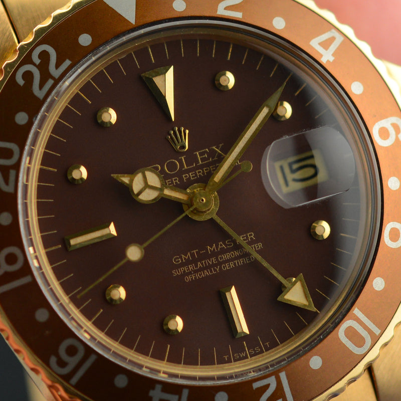 1973 Rolex Oyster Perpetual GMT Master 18k Yellow Gold "Nipple" Dial 1675/8