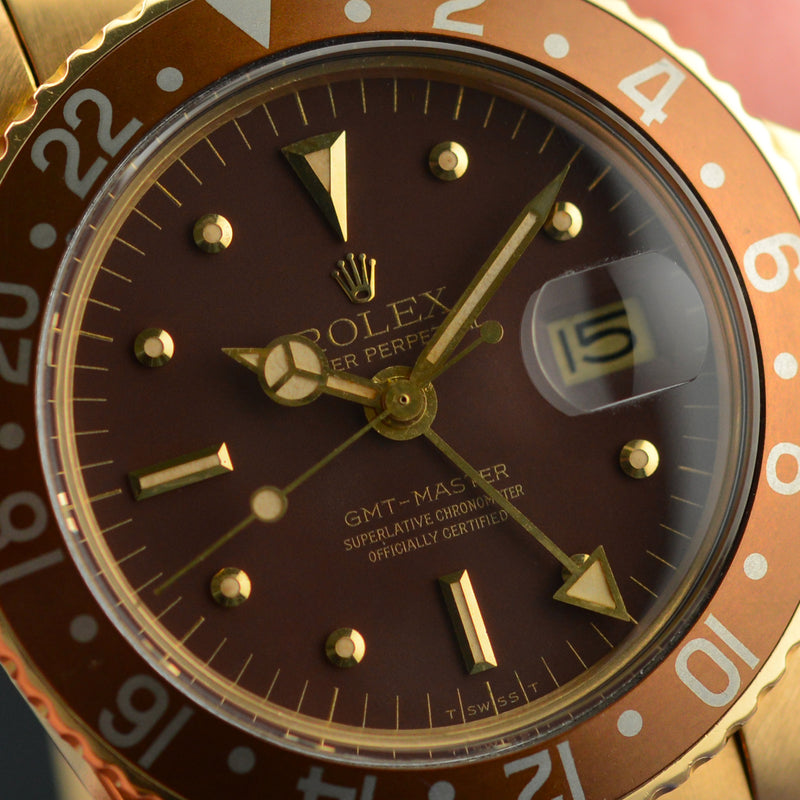 1973 Rolex GMT Master "Nipple dial" 18k Yellow Gold 1675/8