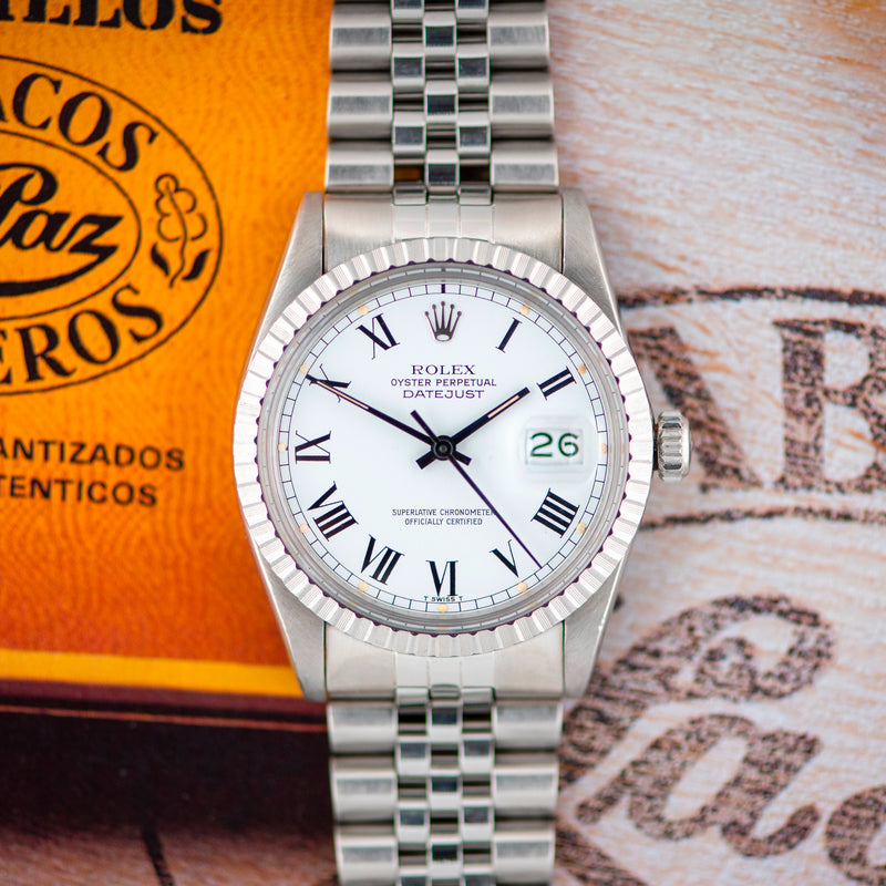 1982 Rolex Oyster Perpetual Datejust "Buckley" White Dial 16030