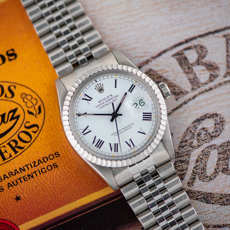 1982 Rolex Oyster Perpetual Datejust "Buckley" White Dial 16030
