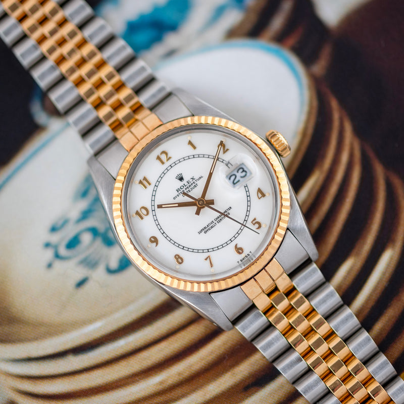 1983 Rolex Oyster Perpetual Datejust Gold/Steel "Boiler Gauge" White Dial 16013