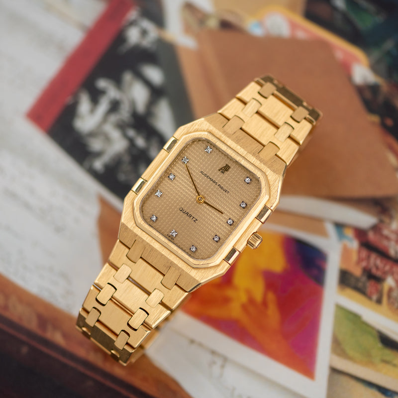 1980s Audemars Piguet Royal Oak 18k Yellow Gold "Diamond" Gold Dial Jumbo 6005BA