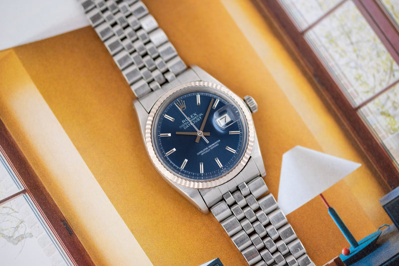 1969 Rolex Oyster Perpetual Datejust "No lume" Blue Soleil dial 1601