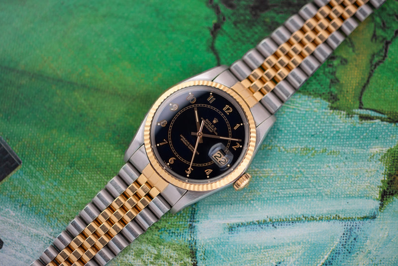 Full Set 1984 Rolex Oyster Perpetual Datejust Gold/Steel "Boiler Gauge" Blue Dial 16013