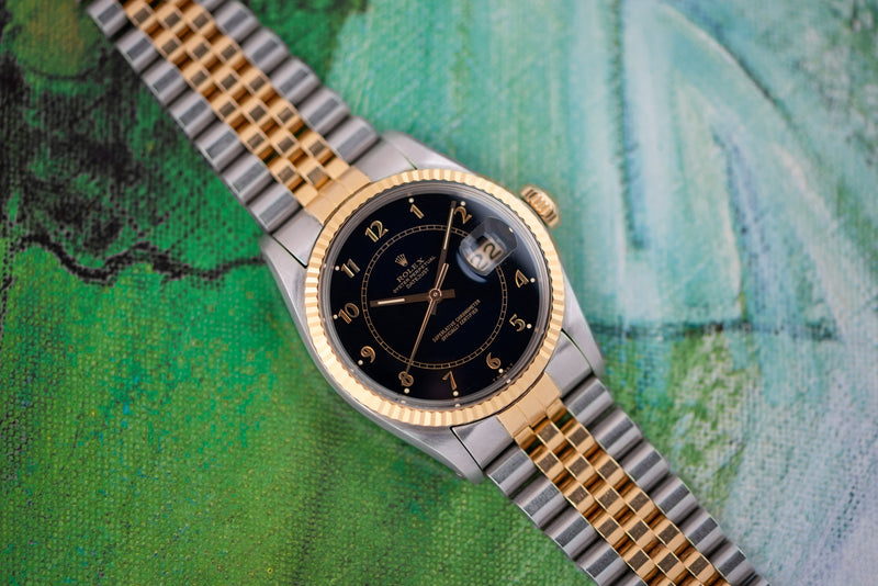 Full Set 1984 Rolex Oyster Perpetual Datejust Gold/Steel "Boiler Gauge" Blue Dial 16013
