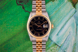 Full Set 1984 Rolex Oyster Perpetual Datejust Gold/Steel "Boiler Gauge" Blue Dial 16013