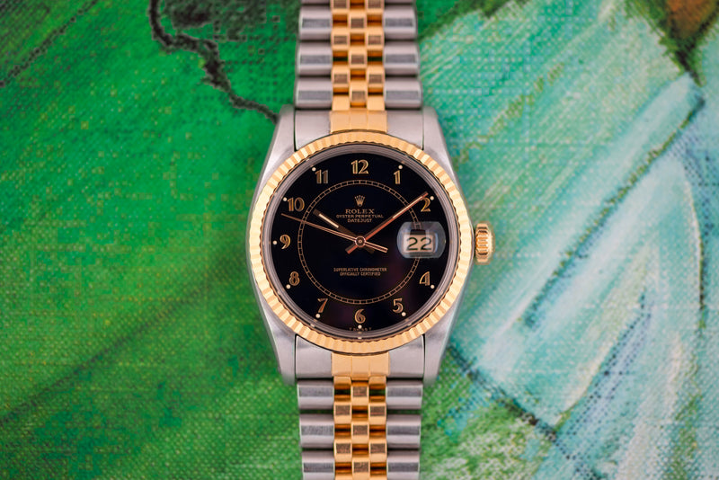 Full Set 1984 Rolex Oyster Perpetual Datejust Gold/Steel "Boiler Gauge" Blue Dial 16013