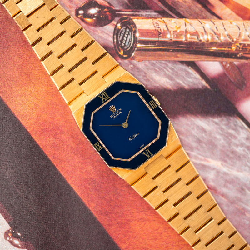 1981 Rolex Cellini 18k Yellow Gold Deep Blue Dial 4353