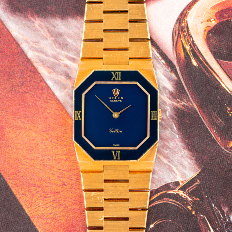 1981 Rolex Cellini 18k Yellow Gold Deep Blue Dial 4353