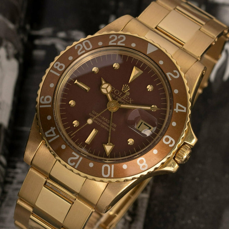 1973 Rolex Oyster Perpetual GMT Master 18k Yellow Gold "Nipple" Dial 1675/8