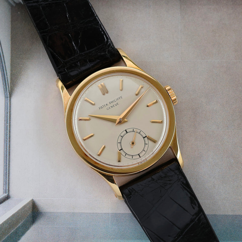 1950s Patek Philippe Calatrava 18k Yellow Gold Silvered Dial 96