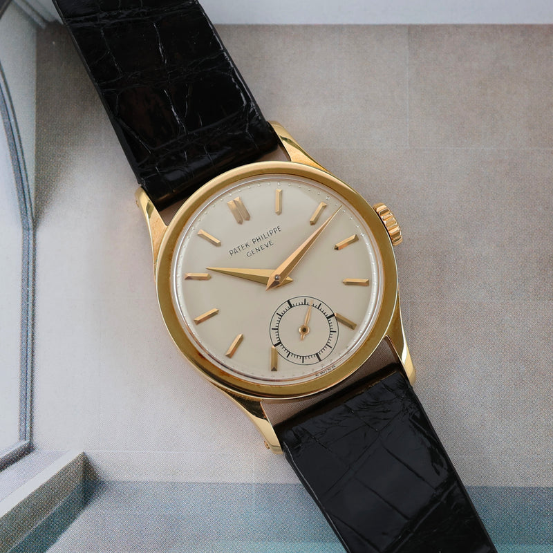 1950s Patek Philippe Calatrava 18k Yellow Gold Silvered Dial 96